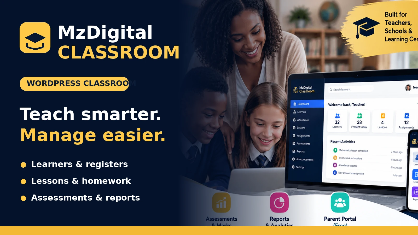 MzDigital Classroom — learner management, attendance, lessons and reports