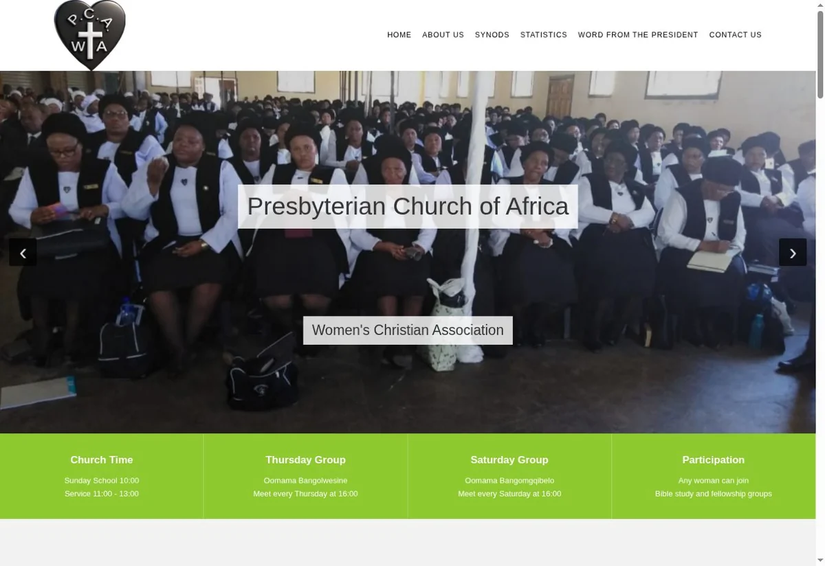 Homepage preview for PCAWCAA