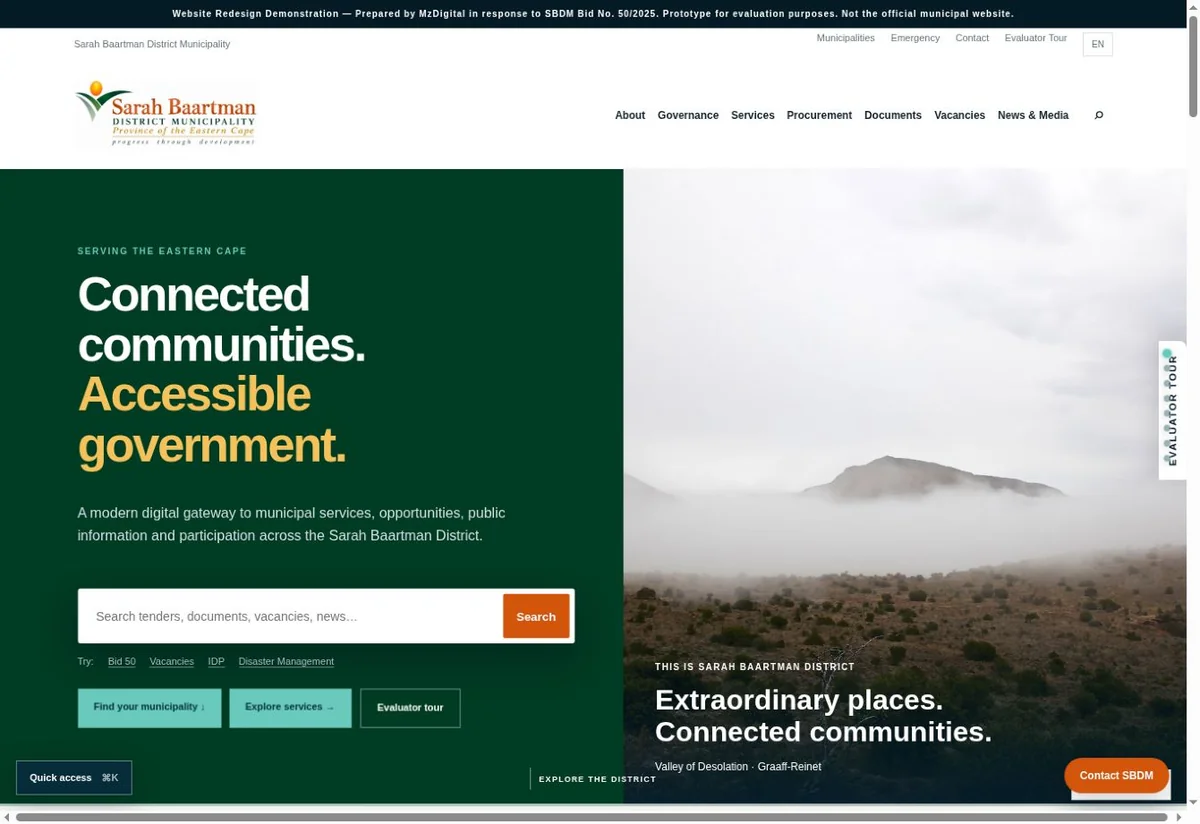 Homepage preview for Sarah Baartman District Municipality